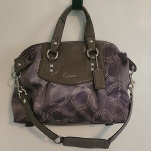 Coach Purple and Gray Patterned Satchel